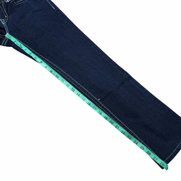 Miss Me Dark Wash Low Rise Studded Embroidered Easy Straight Jeans - Size 27 - Picture 12 of 14